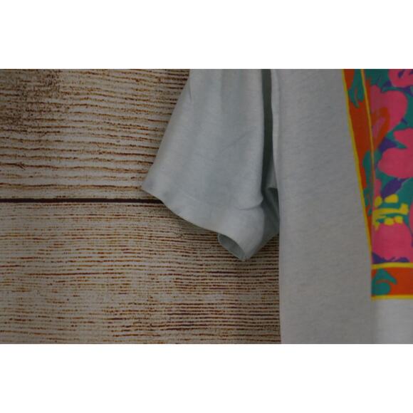 VINTAGE Peacock Papers Boston Womens Size Large Graphic Crew Neck T-Shirt Neon - Picture 5 of 8